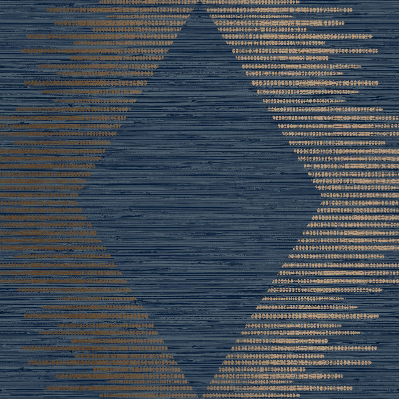 Rouleau de papier peint L 33 pi x l 21 po Zen Serenity Geo, Bleu marine / cuivre