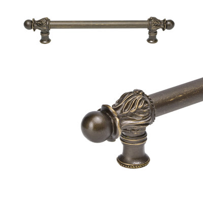 Acanthus 18 inches c.c. with 5/8 smooth center long pull Romanesque style in Gilded Mercury