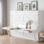 Lit escamotable avec bureau de coiffeuse, miroir central et 2 tiroirs latéraux-185444185