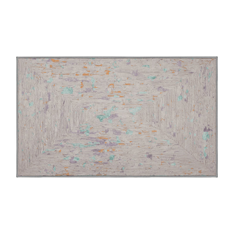 Machine Washable Gray Area Rug, Rectangle 7' x 9'