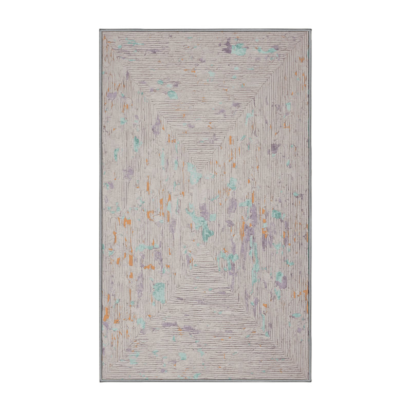 Tapis gris lavable à la machine, Rectangle 2 pi x 3 pi