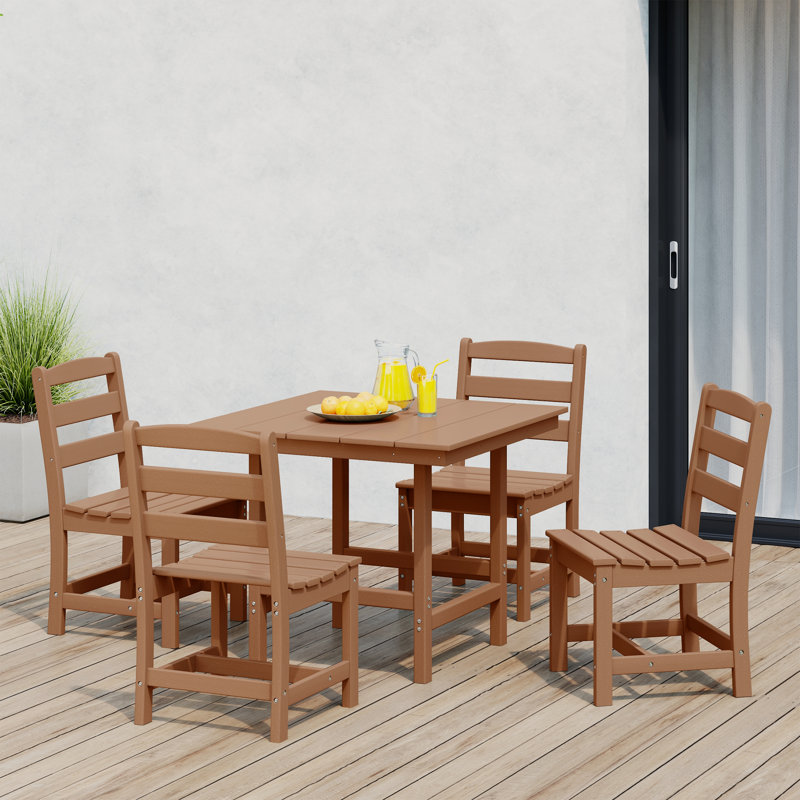 5-Piece Side Chair Dining Set, Tan