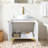 30" White Modern Vessel Bathroom Vanity With Ceramic Top