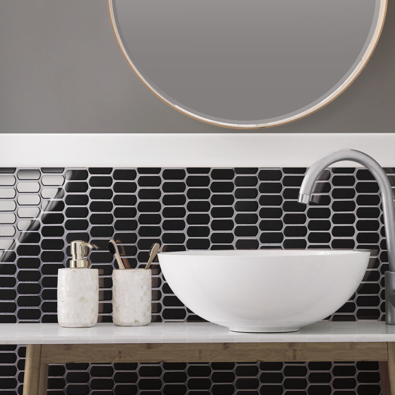 Hudson Capsule 12-1/4 In. X 13-1/8 In. Porcelain Mosaic Tile, Marine