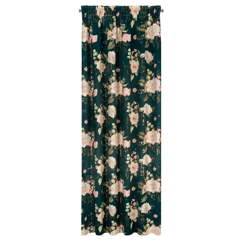 Rose Room Darkening Curtain Single Panel, Green