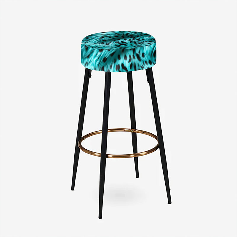 Turquoise et noir - ensemble de 2 tabourets de bar abstraits