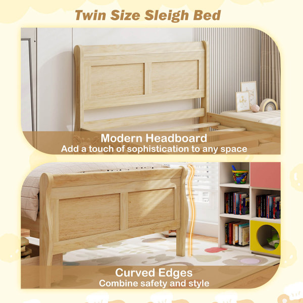 Mercer41 Twin Size Bed Frame With 2 Storage Drawers Wood Platform Bed ...