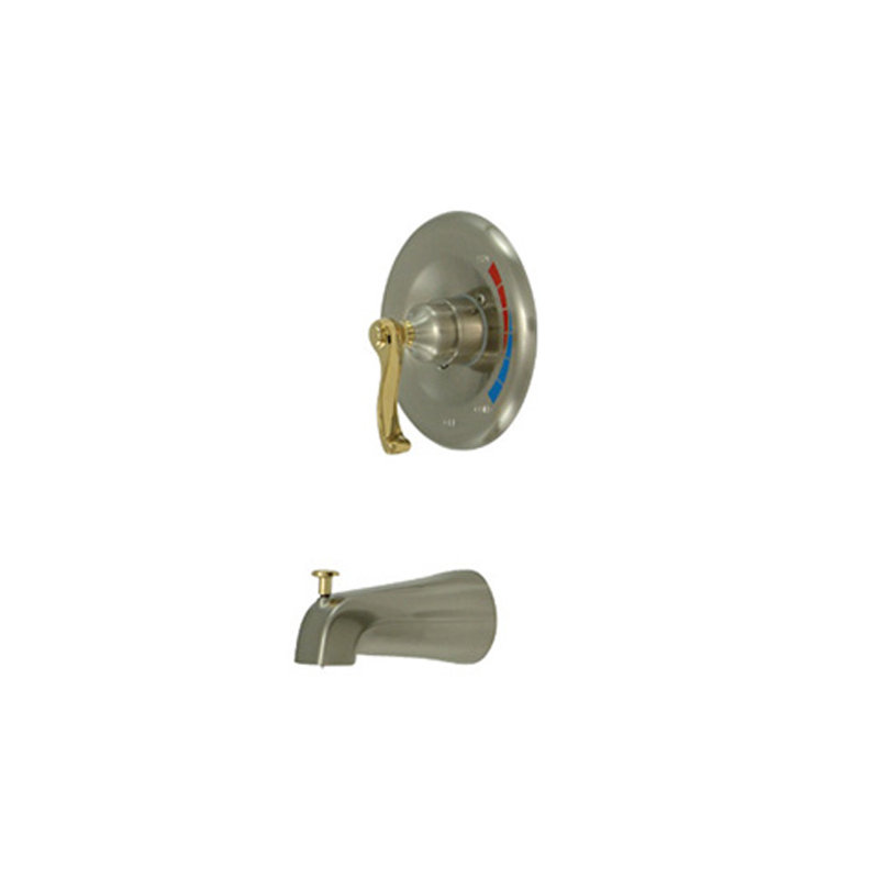 Atlanta Single Handle Wall Mounted Tub Spout, Brushed Nickel/Polished Brass