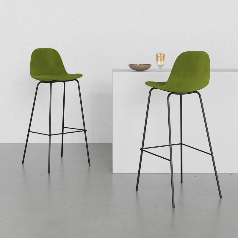 Kody Upholstered Bar & Counter Stool, Bar Stool (30.5" Seat Height), Bella Forest Performance Velvet