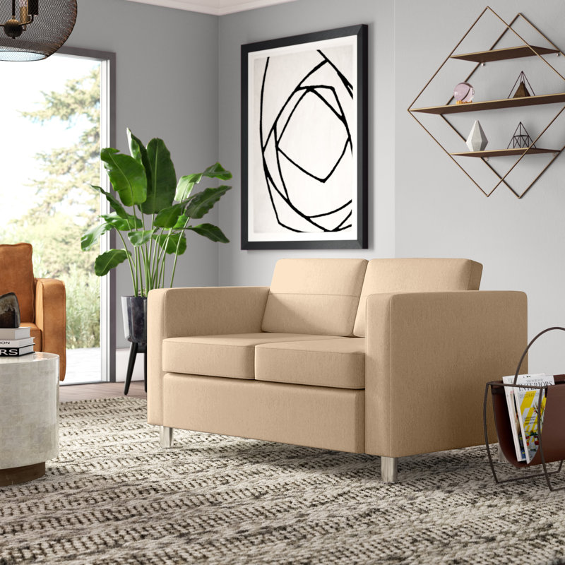 Desantiago 51.5'' Faux Leather Loveseat, Buff Faux Leather