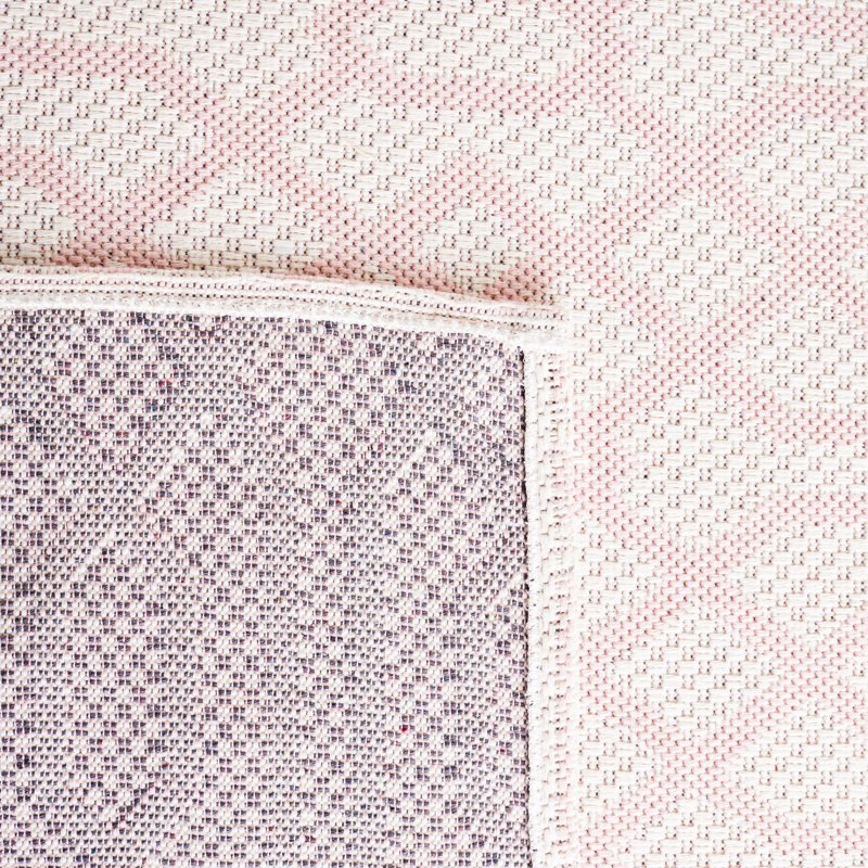 Martha Stewart 421 Cotton Geometric Rug in Pink/Ivory, Rectangle 5' x 7'