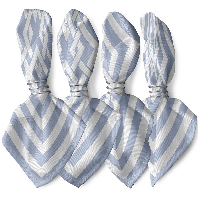 Aksel Polyester Geometric Square Napkin, Blue