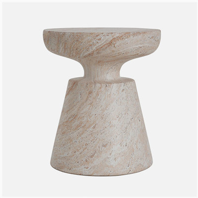 Table d'appoint d'extérieur / d'intérieur en béton léger, finition travertin