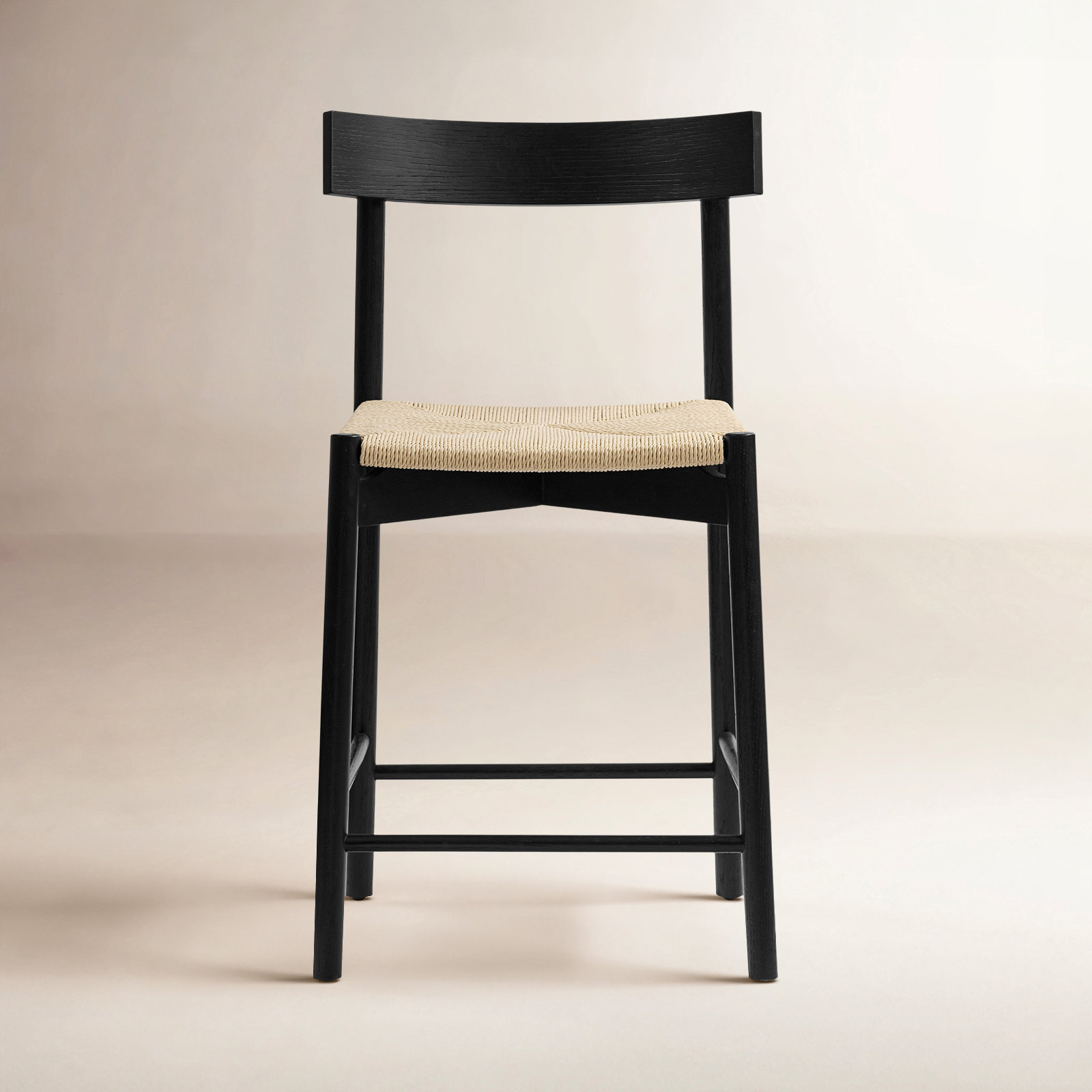 24" Bar Stool, Black/Natural