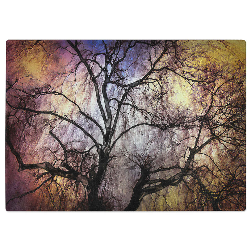 Tempered Glass Weeping Willow Tree in Abstract Chopping Board, 39 cm W x 28.5 cm L