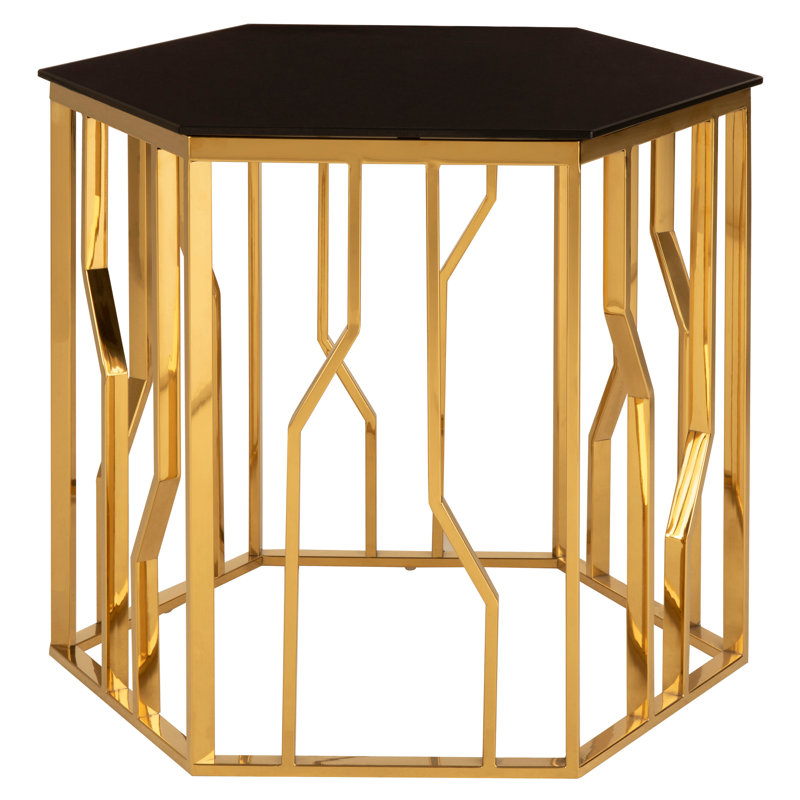 Gold and Black Hexagonal Side Table