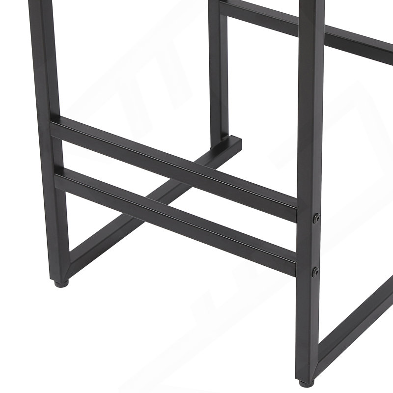 Ensemble de 2 tabourets de bar tissés avec dossier en corde de papier tissé pour îlot de cuisine (style B noir et blanc)