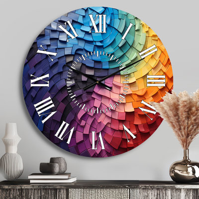 Abstract Rainbow Colorful Arch Collage - Modern White Face Wall Clock