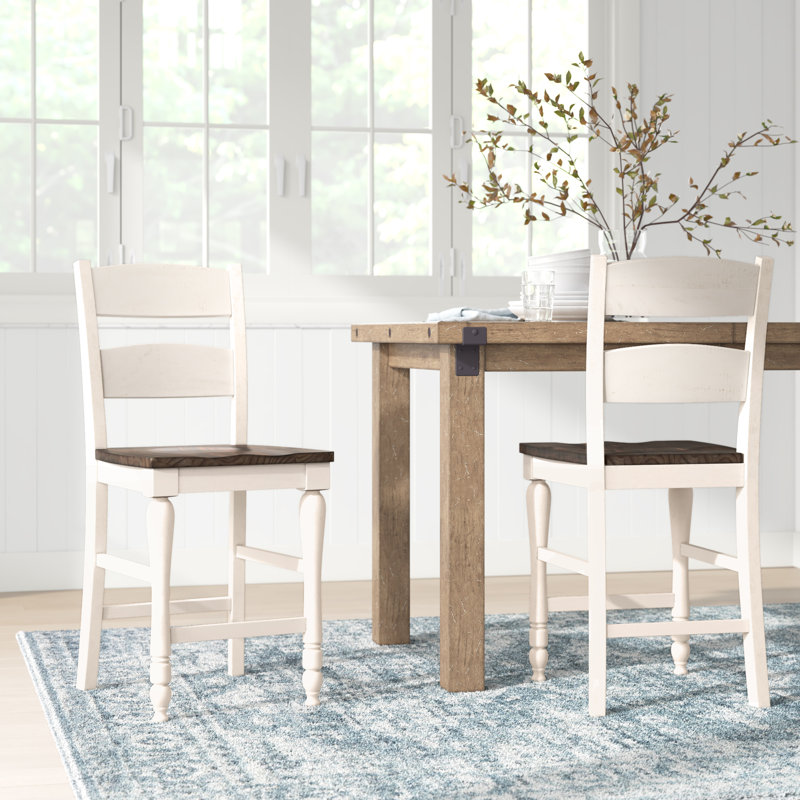 Karley Solid Wood Counter Stool, Vintage White