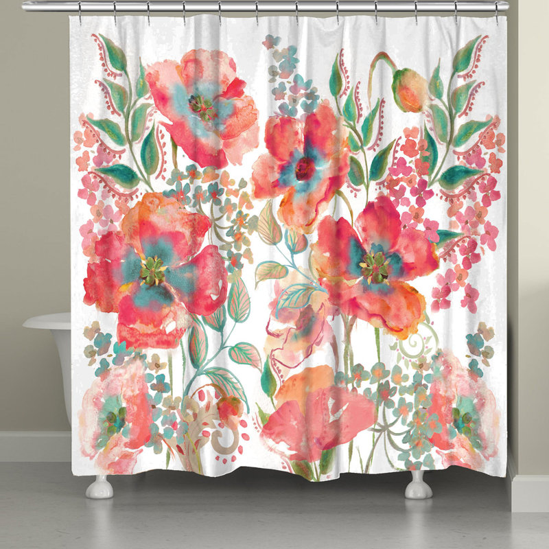 Rideau de douche Kessinger Bohemian Poppies, H 71 po x l 74 po