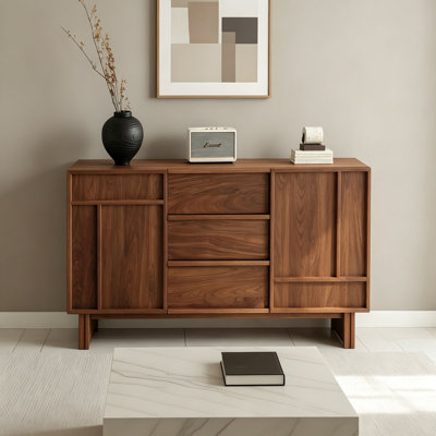 Solid wood multi-functional storage sideboard