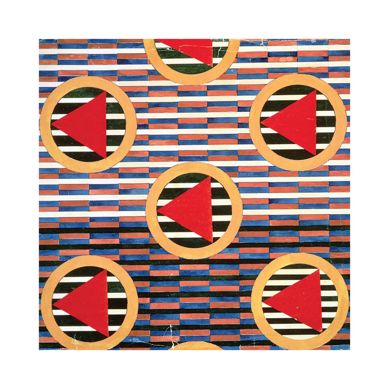 Red Triangles In Circles by Lyubov Popova - Wrapped Canvas Print