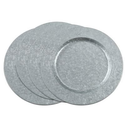 Set Of 4 Galvanized Metal Charger Plates