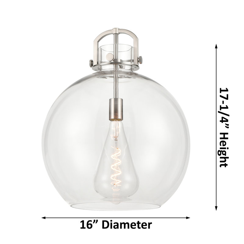 Luminaire suspendu à 1 tige Sligo, Plaqué couleur fumée, H 19,5 po x l 16 po x P 16 po, Noir mat