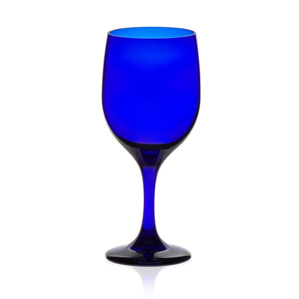 NOVICA Hand Blown Blue Swirl Recycled Glass Wine Glasses,11 oz 'Blue Ribbon' (Large, Set of 6)