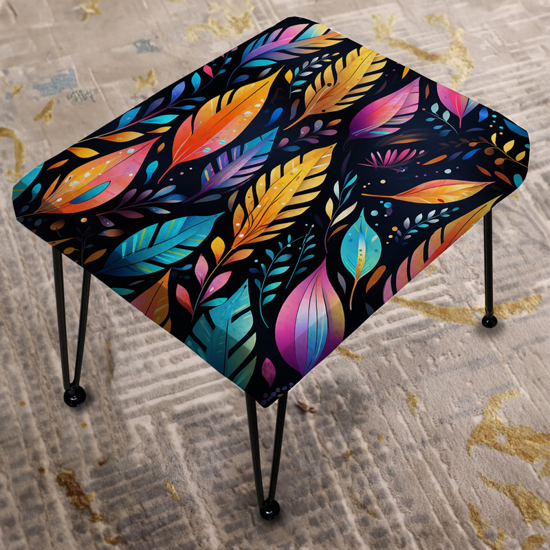 Tribal Dreamscape Feather Boho Pattern - Boho Rectangle Ottoman