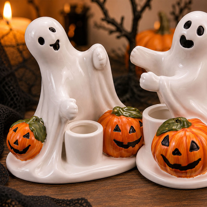 Ensemble de porte-bougies en céramique Halloween