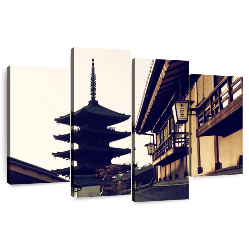 Silhouette du temple Adella Kofukuji, H 27 po x l 43 po
