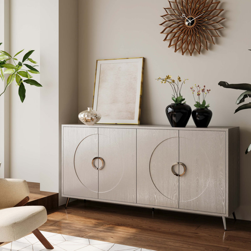 Armoire moderne en bois laqué 4 portes, Champagne