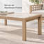 Table basse d'extérieur en aluminium avec finition grain de bois et plateau en céramique