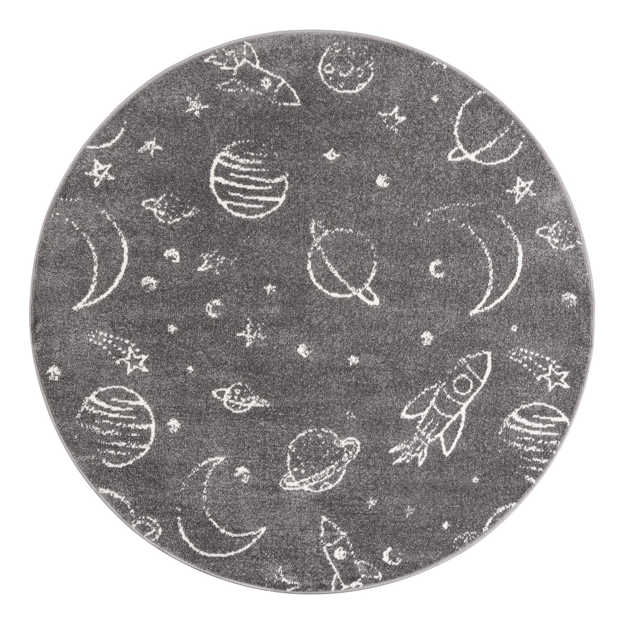 Kids Rug, Round 5'3", Gray