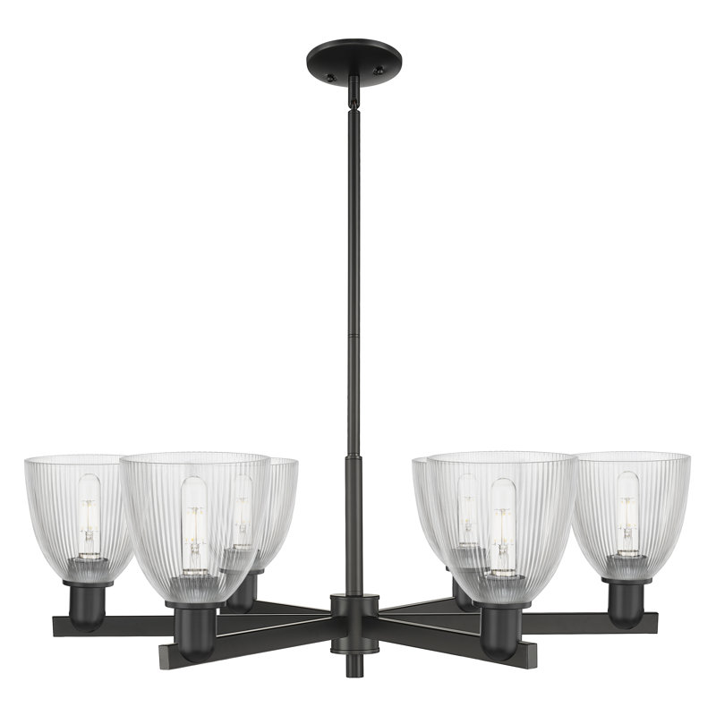 Asdsit - 6 lumières - abat-jour transparent - lustre, Transparent / noir mat