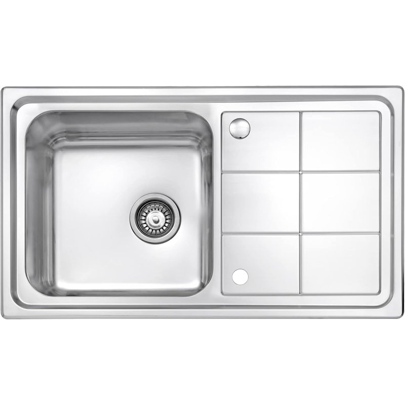 Marlow Home Co. Aranita 500mm W Single Bowl Stainless Steel Drop-In Kitchen Sink with 2 Faucet Holes