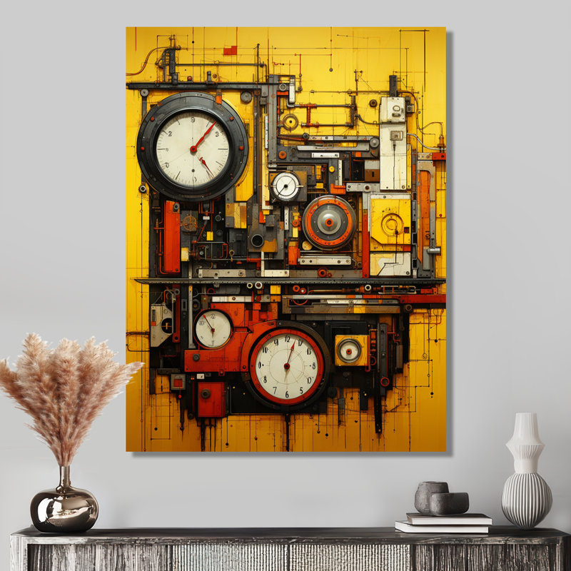 The Mystery Of Time - Abstract Collages, art mural, H 44 po x l 34 po x P 1,5 po, Toile tendue