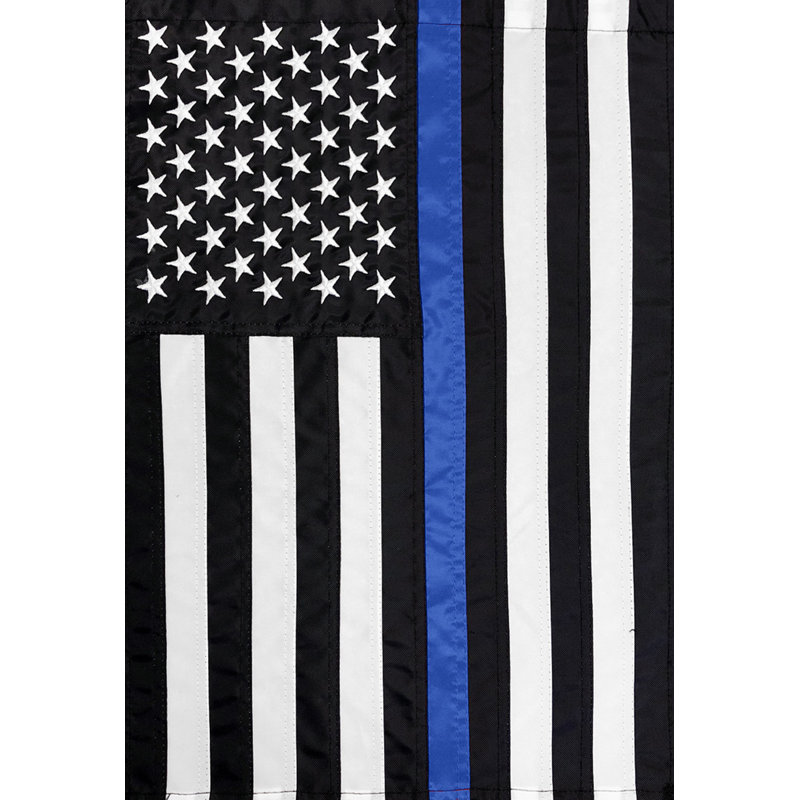 Drapeau de maison brodé Thin Blue Line, Bleu
