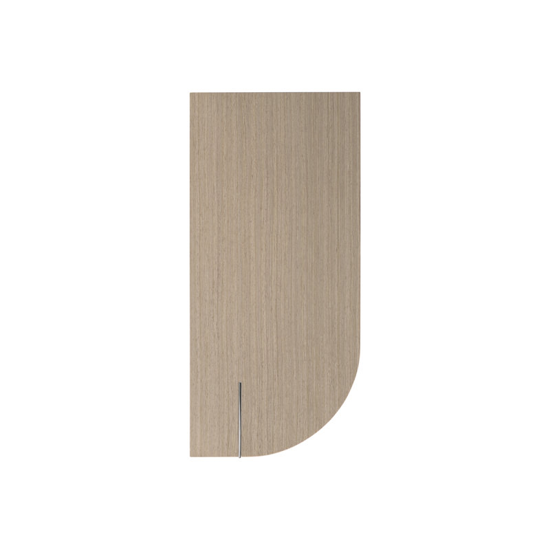 Transitional Brown Wood and Metal D-Shape End Table