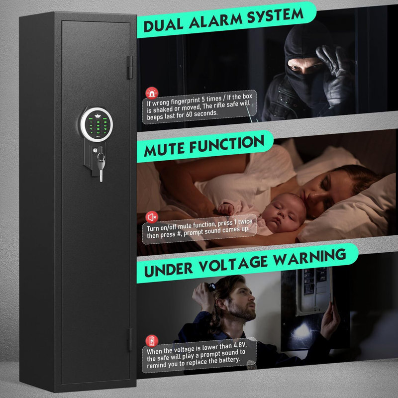 [2024 New] 2-3 Gun Safe, Digital Keypad Large Long Gun Safe For Shotguns, Quick Access Gun Cabinets With Led Light, Gun Safe With Adjustable Gun Rack And Removable Shelf