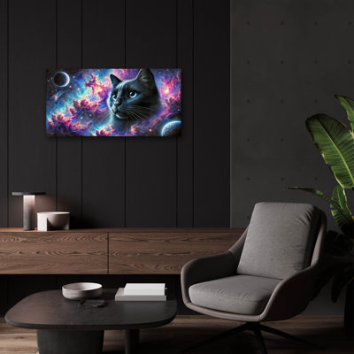  «Cat Universe» par Rey Klimt, art mural en verre acrylique, 24 po x 12 po