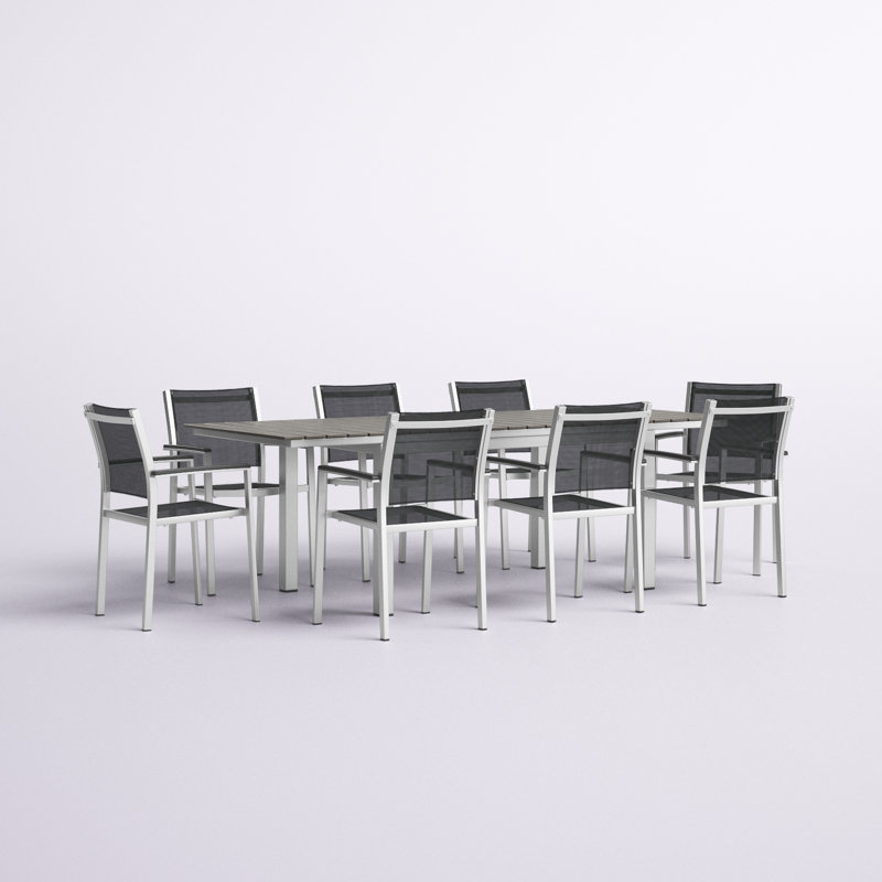 Shore 9 Piece Outdoor Patio Aluminum Outdoor Dining Set