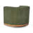 Swivel Accent Chair, Green Cushioned Fabric, Barrel Style, Brown Wood Base