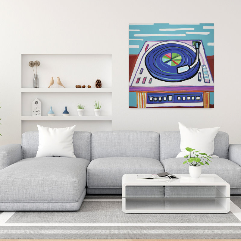 «Groovy Turntable», art abstrait rétro, H 36 po x l 36 po