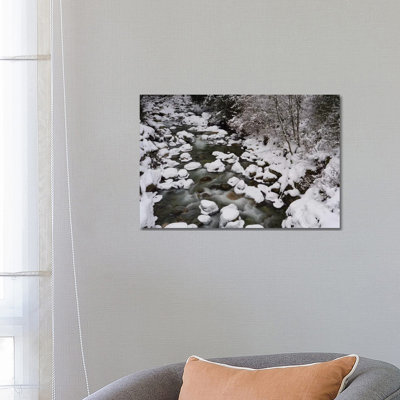 Long Exposure Of River In Winter In Squamish, British Columbia, Canada by Kristin Piljay - Wrapped Canvas Print