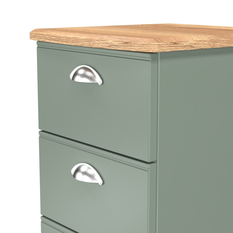 Conners 40cm W Manufactured Wood Bedside Table, Reed Green/Riviera Oak