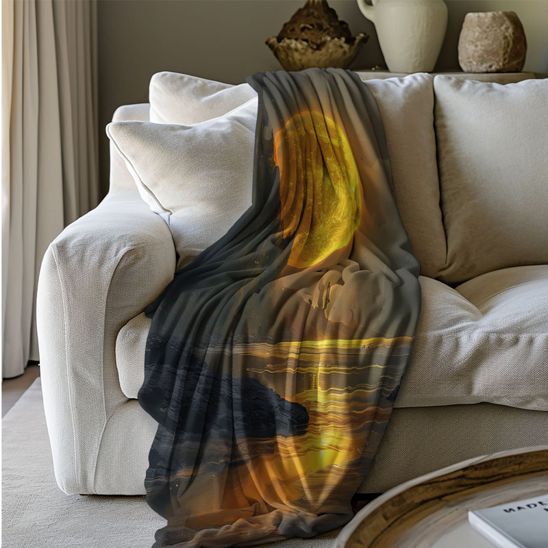 Luna's Delight - couverture en sherpa de qualité supérieure 1 pièce - reproduction d'art luxueuse, Grand lit