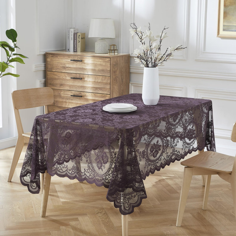  Gothic Purple Lace Tablecloth. 60 x 84 Inch Rectangle Tablecloth for Halloween or Gothic Decor, Purple, 84" L x 60" W