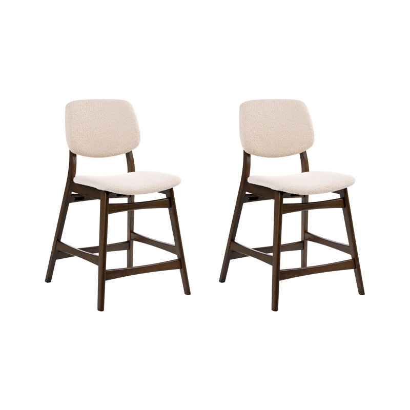Upholstered Counter Stool with Solid Wood Frame